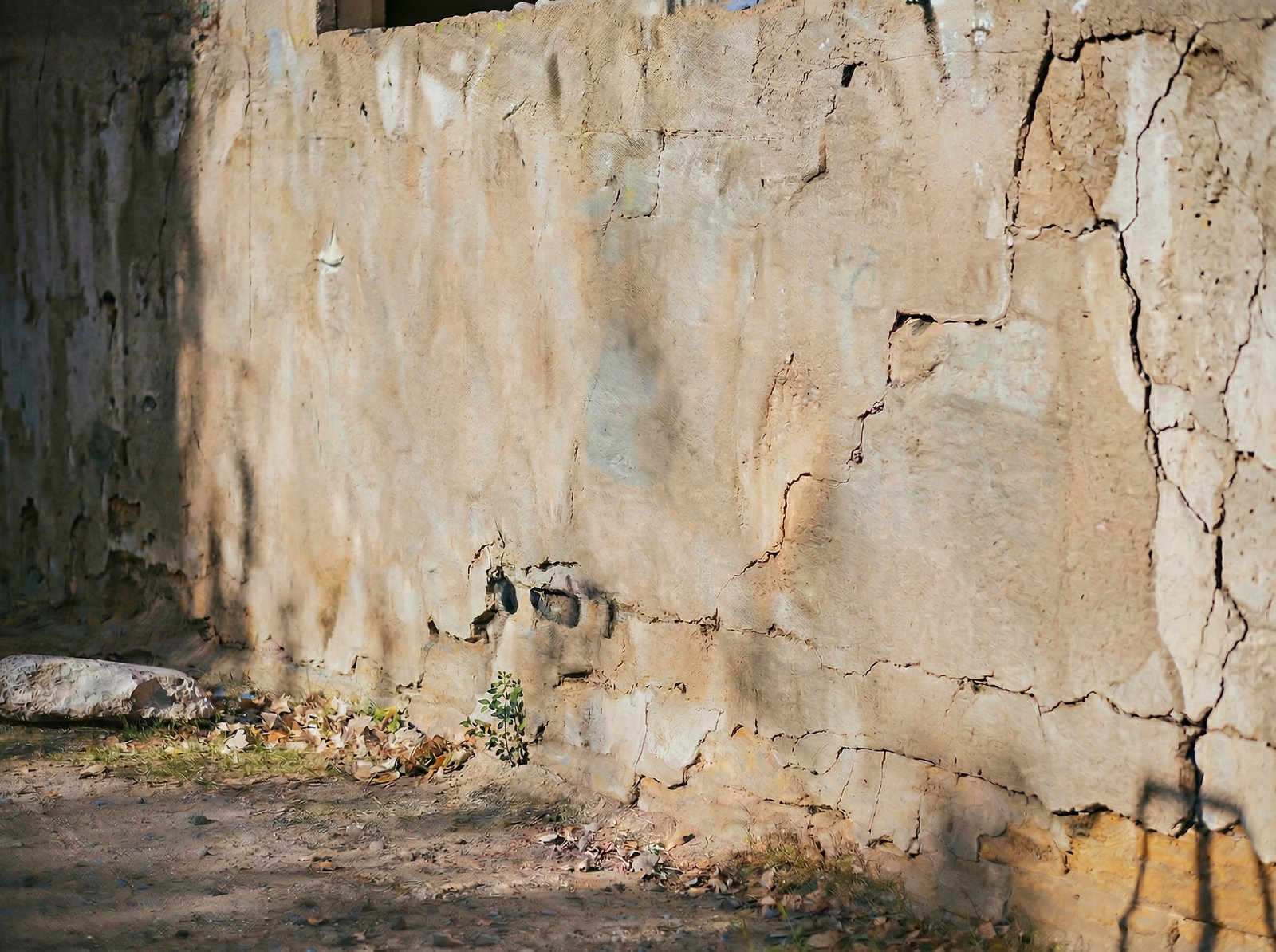 Wand nach Graffiti-Entfernung